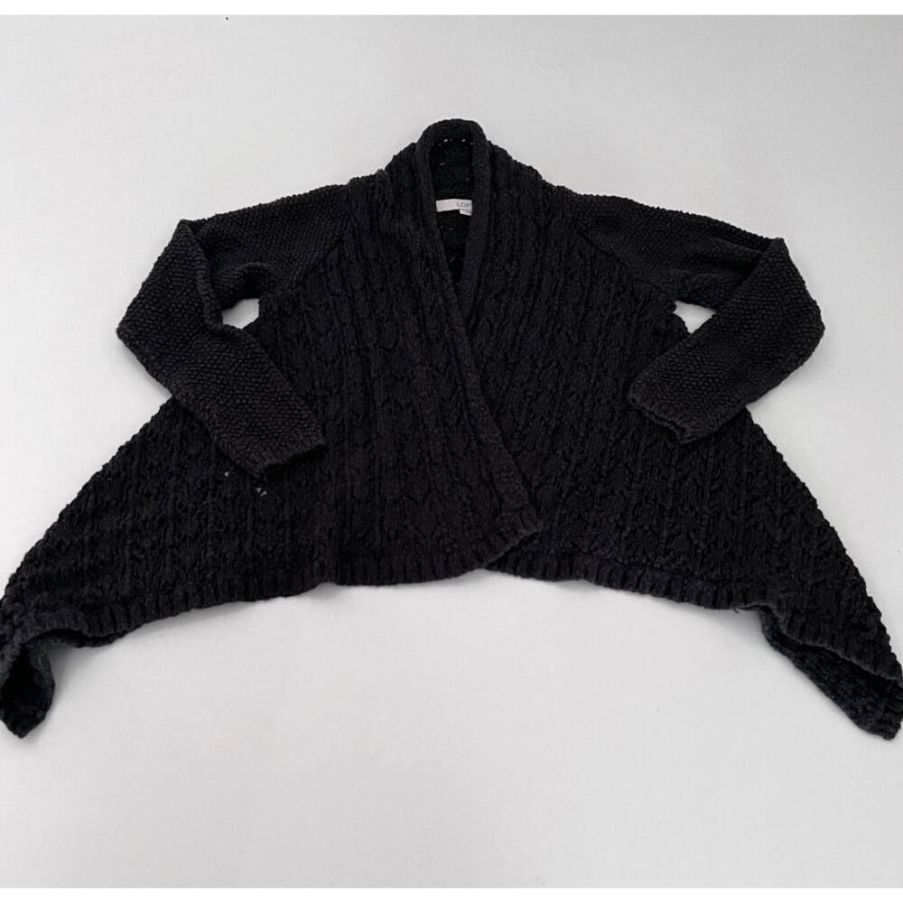 Ann Taylor Loft Dark Grey Crocheted Open Cardigan- M